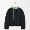 Veste à capuche en polyester et soie Vert/Rouge