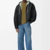 Veste à capuche en polyester et soie Vert/Rouge