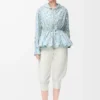 Veste à capuche en taffetas de soie mélangée Blanc/Bleu