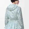 Veste à capuche en taffetas de soie mélangée Blanc/Bleu