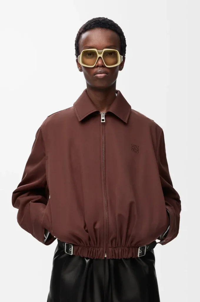 Veste ceinturée en coton et soie Café