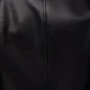 Veste ceinturée en cuir d&rsquo;agneau nappa noir
