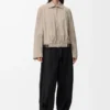 Veste ceinturée en cuir de chèvre suédé Beige foncé