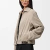 Veste ceinturée en cuir de chèvre suédé Beige foncé