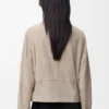 Veste ceinturée en cuir de chèvre suédé Beige foncé
