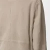 Veste ceinturée en cuir de chèvre suédé Beige foncé