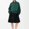 Veste ceinturée en cuir de chèvre suédé Vert