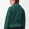 Veste ceinturée en cuir de chèvre suédé Vert