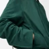 Veste ceinturée en cuir de chèvre suédé Vert