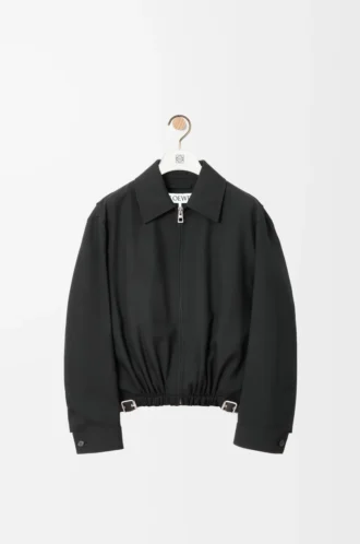 Veste ceinturée en laine Noir