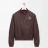 Veste courte en cuir d&rsquo;agneau nappa marron
