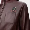 Veste courte en cuir d&rsquo;agneau nappa marron