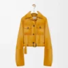 Veste courte en cuir d&rsquo;agneau suédé Light Tan