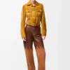 Veste courte en cuir d&rsquo;agneau suédé Light Tan