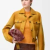 Veste courte en cuir d&rsquo;agneau suédé Light Tan