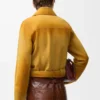 Veste courte en cuir d&rsquo;agneau suédé Light Tan