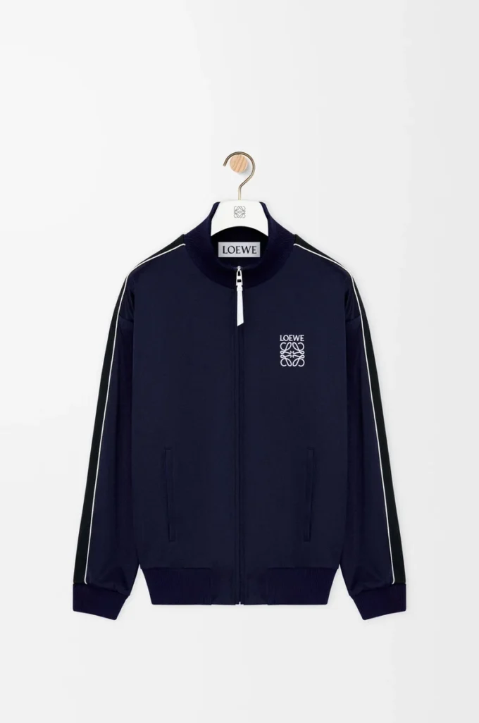 Veste de survêtement en jersey technique bleu marine foncé Veste de survêtement en jersey technique bleu marine foncé