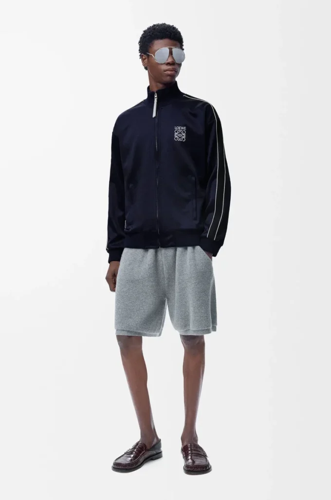 Veste de survêtement en jersey technique bleu marine foncé Veste de survêtement en jersey technique bleu marine foncé
