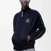 Veste de survêtement en jersey technique bleu marine foncé Veste de survêtement en jersey technique bleu marine foncé