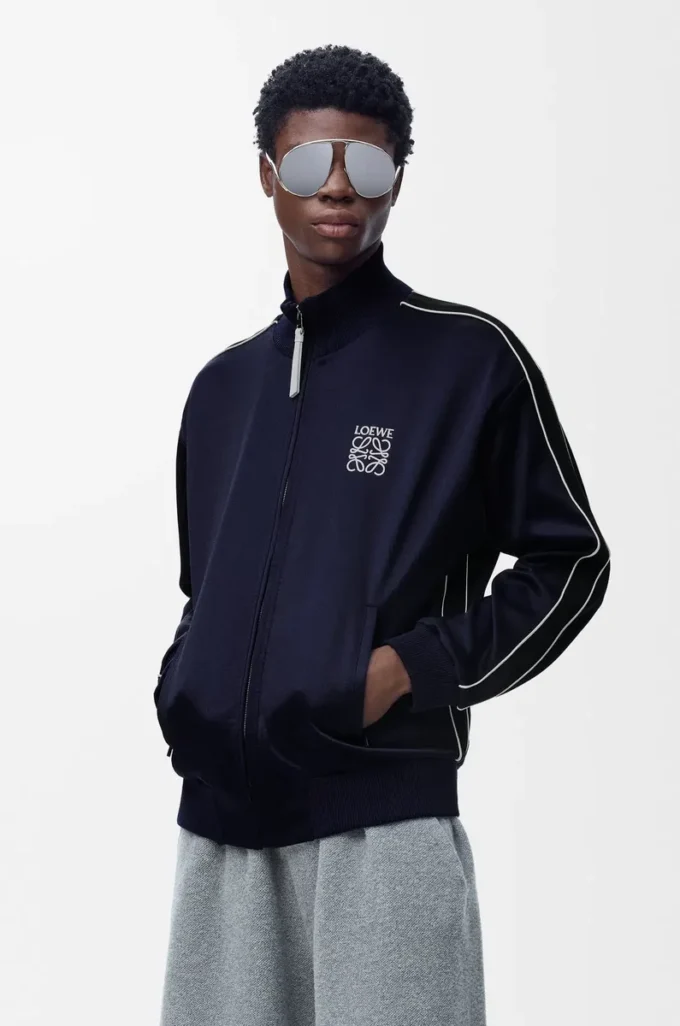 Veste de survêtement en jersey technique bleu marine foncé Veste de survêtement en jersey technique bleu marine foncé