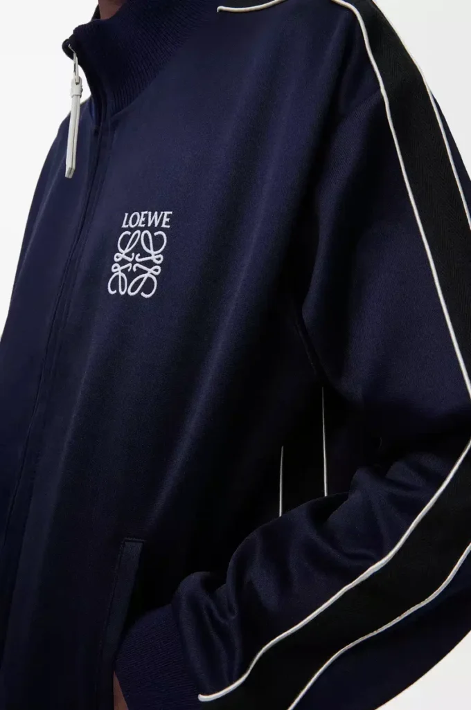 Veste de survêtement en jersey technique bleu marine foncé Veste de survêtement en jersey technique bleu marine foncé