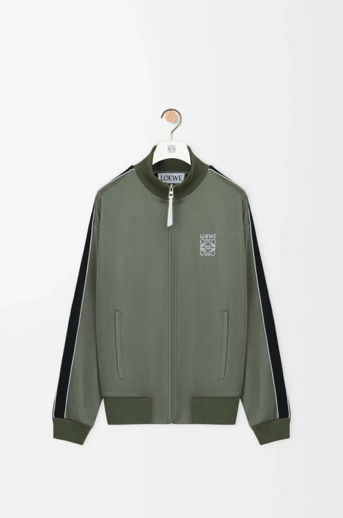 Veste de survêtement en jersey technique vert kaki Veste de survêtement en jersey technique vert kaki