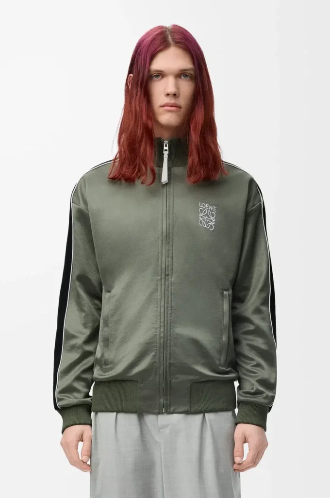 Veste de survêtement en jersey technique vert kaki Veste de survêtement en jersey technique vert kaki