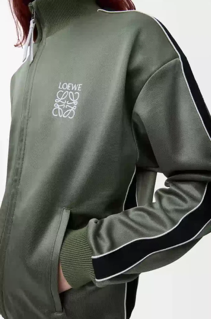 Veste de survêtement en jersey technique vert kaki Veste de survêtement en jersey technique vert kaki