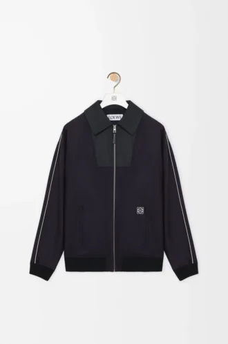 Veste de survêtement en laine bleu marine/gris