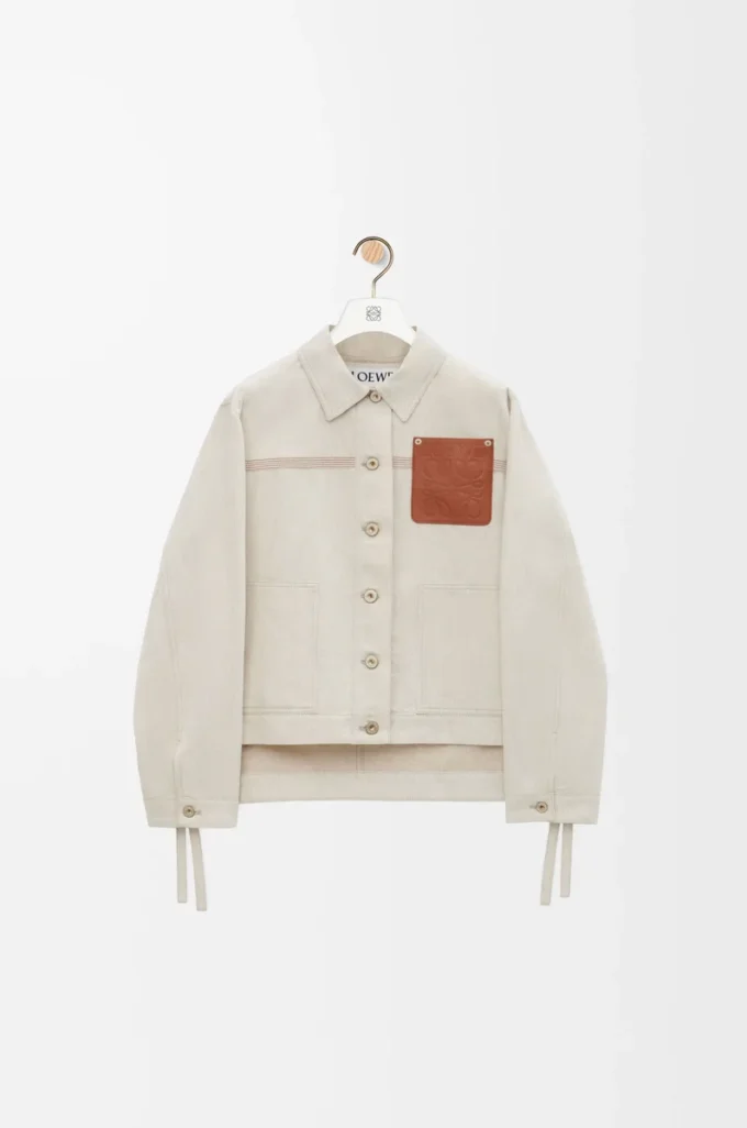 Veste de travail en coton et lin Écru