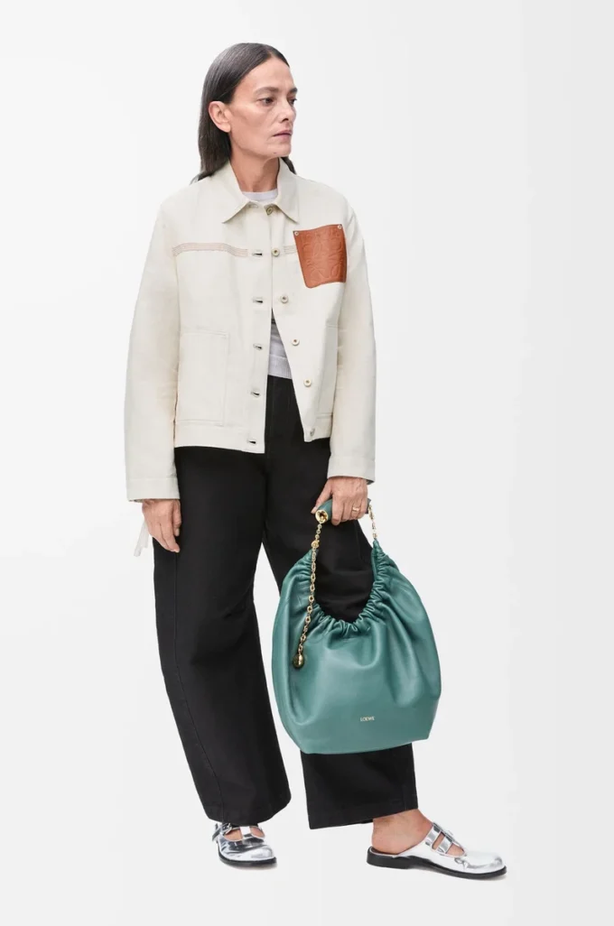 Veste de travail en coton et lin Écru