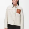 Veste de travail en coton et lin Écru
