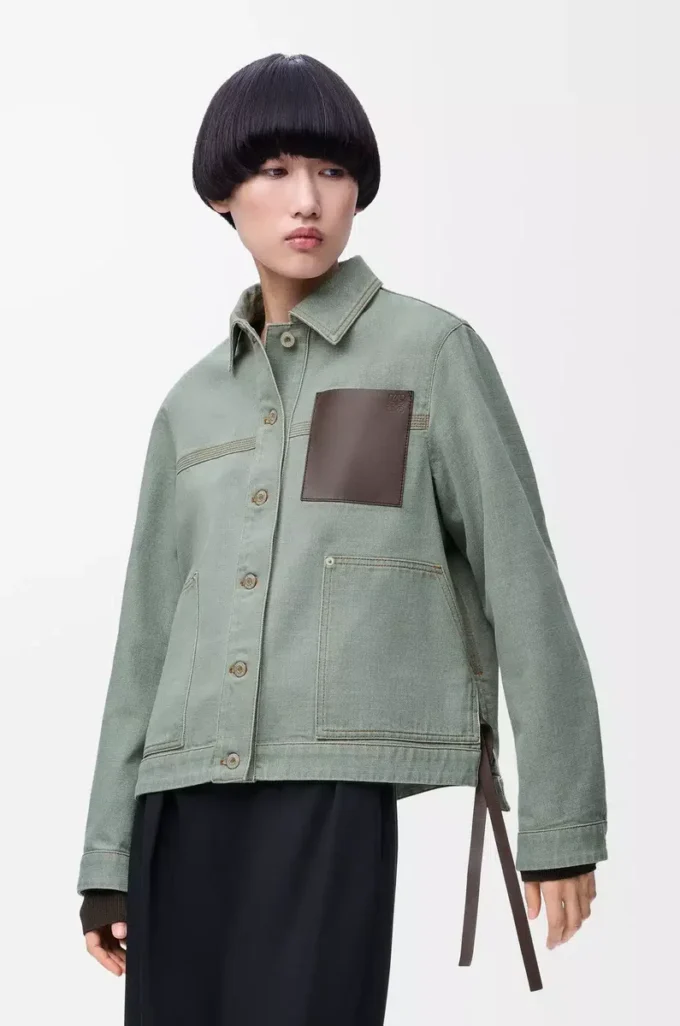 Veste de travail en denim Vert kaki