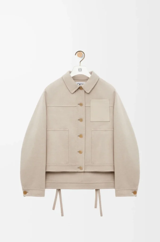 Veste de travail en laine et cachemire Beige clair chiné