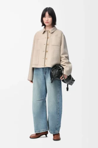 Veste de travail en laine et cachemire Beige clair chiné