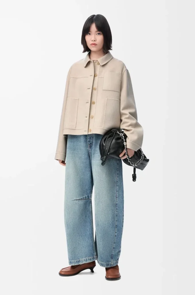 Veste de travail en laine et cachemire Beige clair chiné