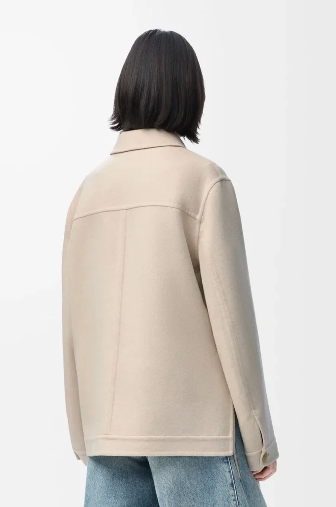Veste de travail en laine et cachemire Beige clair chiné