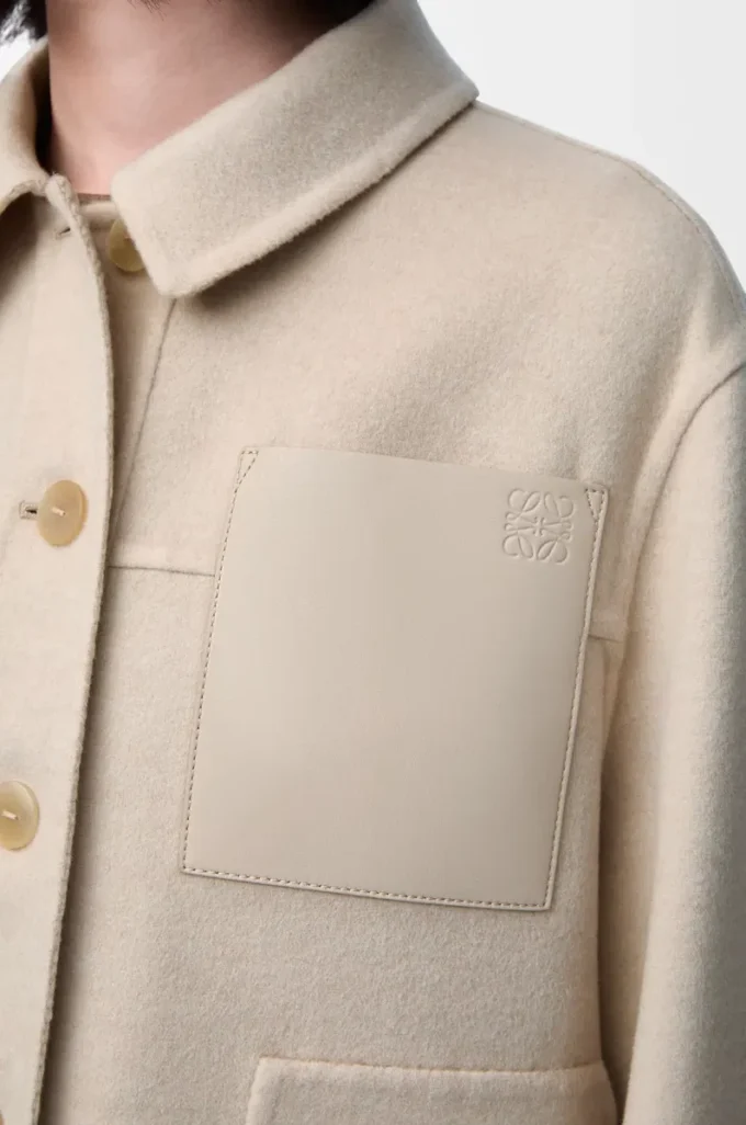 Veste de travail en laine et cachemire Beige clair chiné