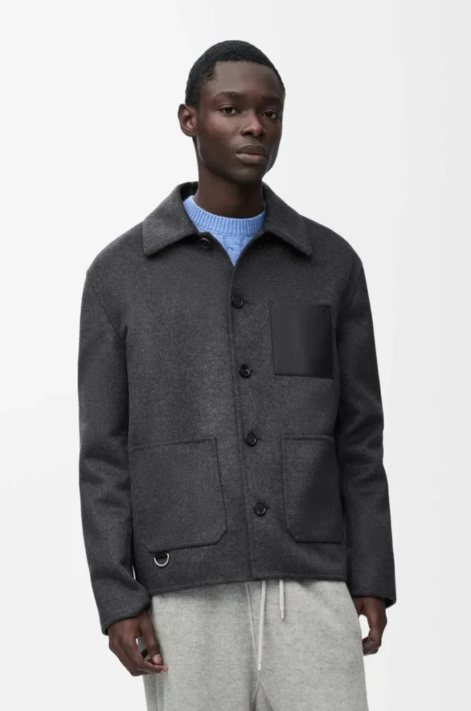 Veste de travail en laine et cachemire Charcoal Melange Veste de travail en laine et cachemire Charcoal Melange