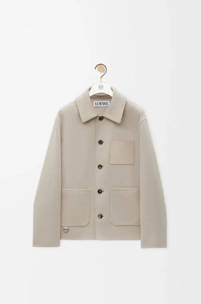 Veste de travail en laine et cachemire Mélange beige clair