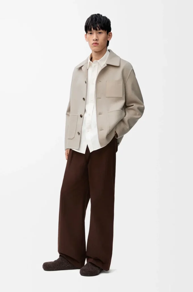 Veste de travail en laine et cachemire Mélange beige clair