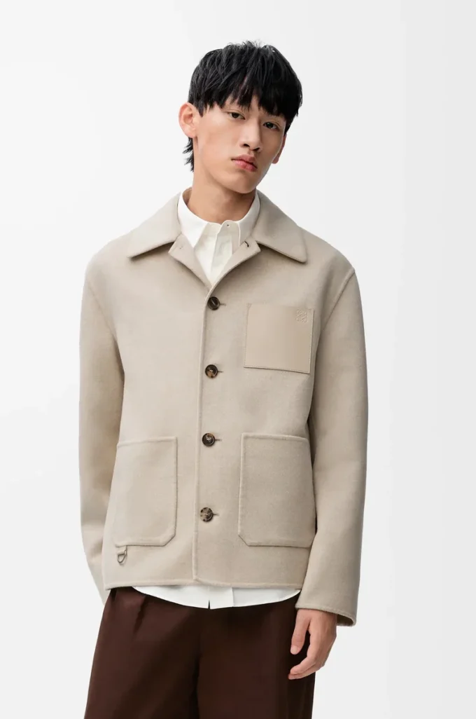 Veste de travail en laine et cachemire Mélange beige clair
