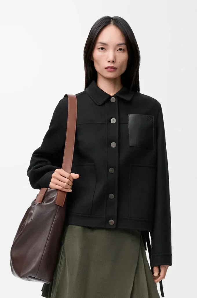 Veste de travail en laine et cachemire Noir