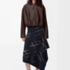 Veste drapée en cuir d&rsquo;agneau nappa marron chocolat