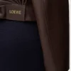 Veste drapée en cuir d&rsquo;agneau nappa marron chocolat