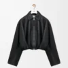 Veste drapée en cuir d&rsquo;agneau nappa Noir
