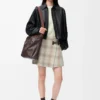Veste drapée en cuir d&rsquo;agneau nappa Noir