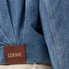 Veste drapée en denim bleu indigo