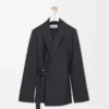 Veste drapée en laine gris foncé