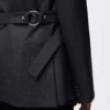 Veste drapée en laine gris foncé